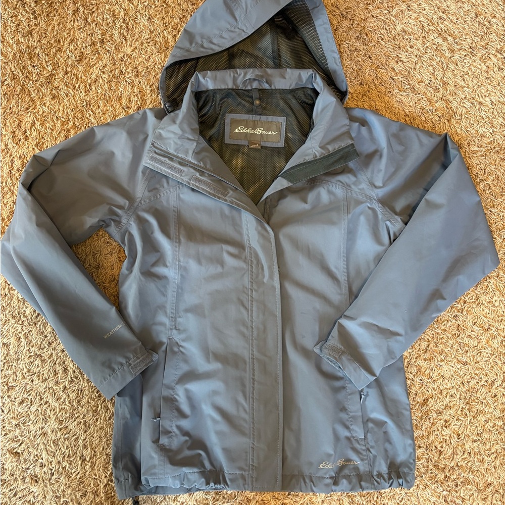 Eddie Bauer periwinkle blue Hooded Outerwear rain jacket